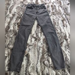Black High Waisted Button Fly Jeans